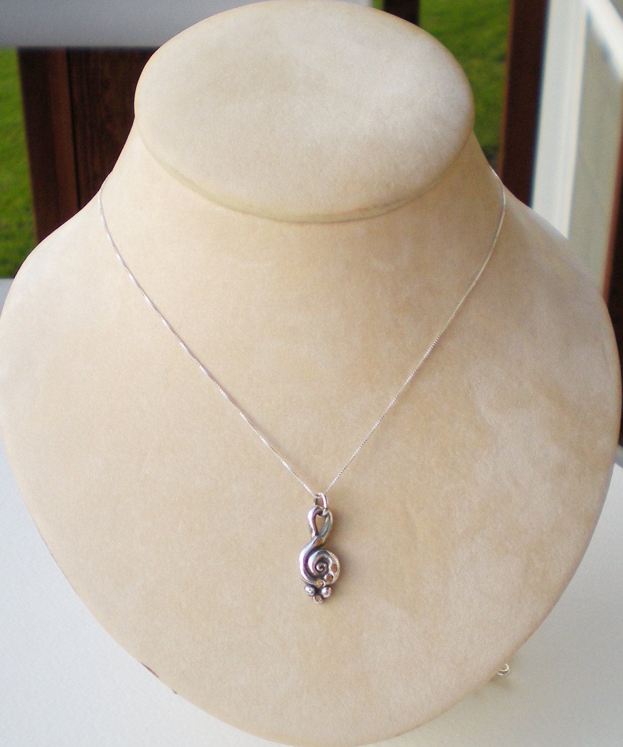 Golden Sapphire fine silver rustic swirl pendant OOAK