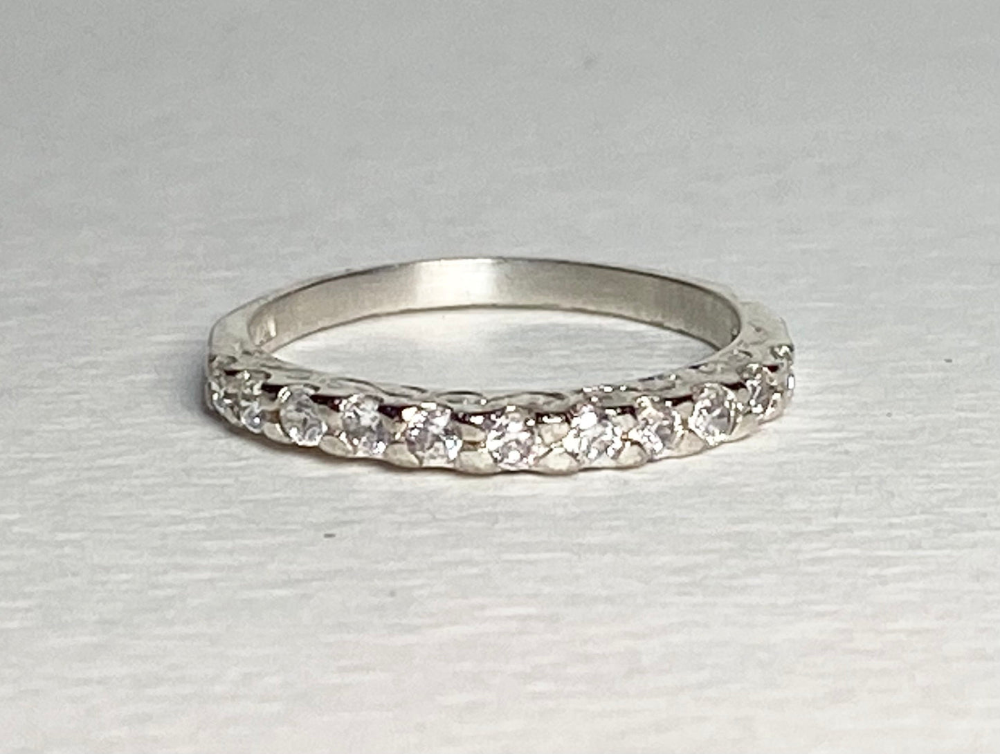 Silver anniversary stackable band ring with cz crystals size 7
