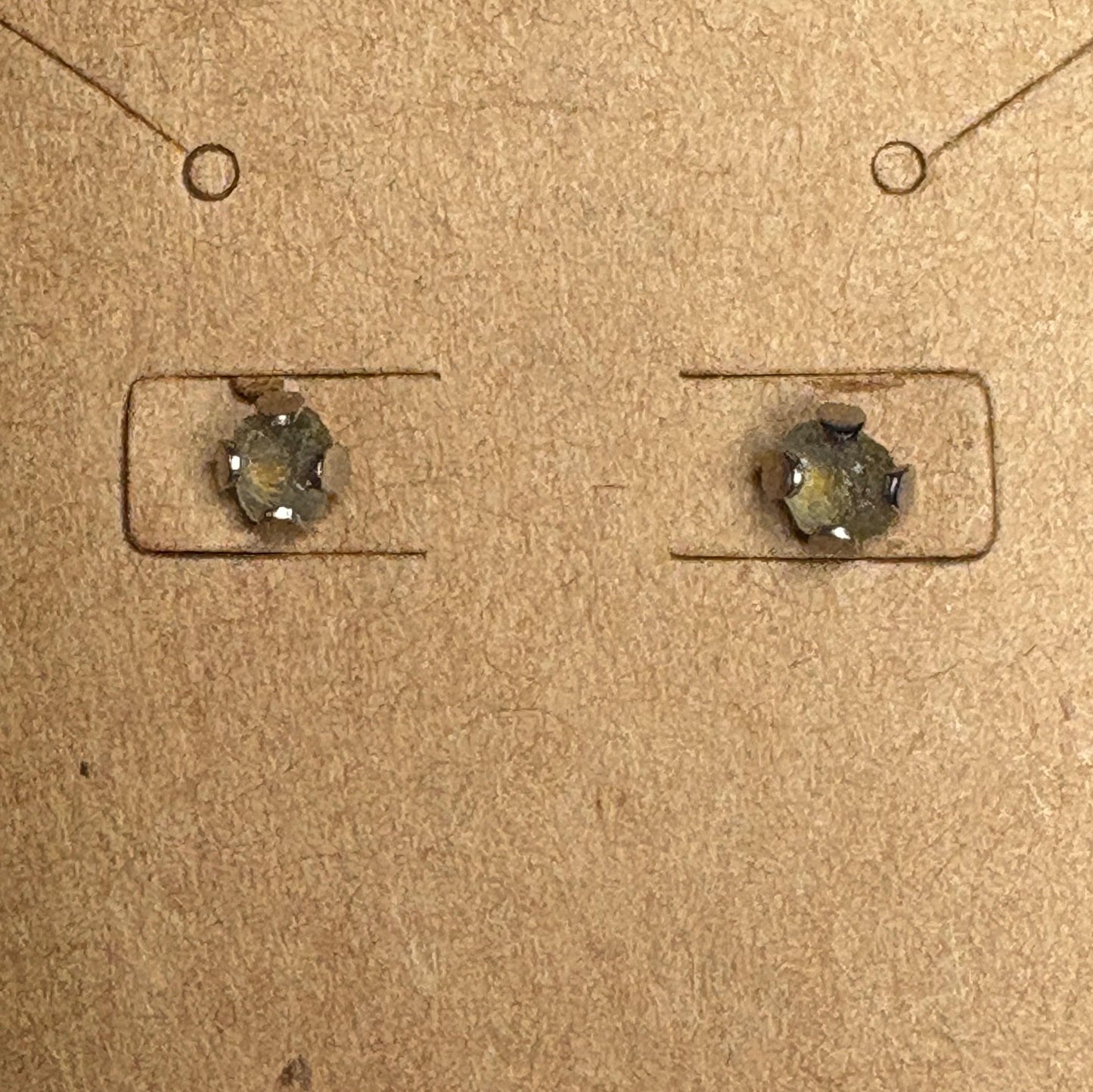 Yellow Natural Rough Matched MONTANA Sapphire Untreated Stud Earrings in Stainless steel