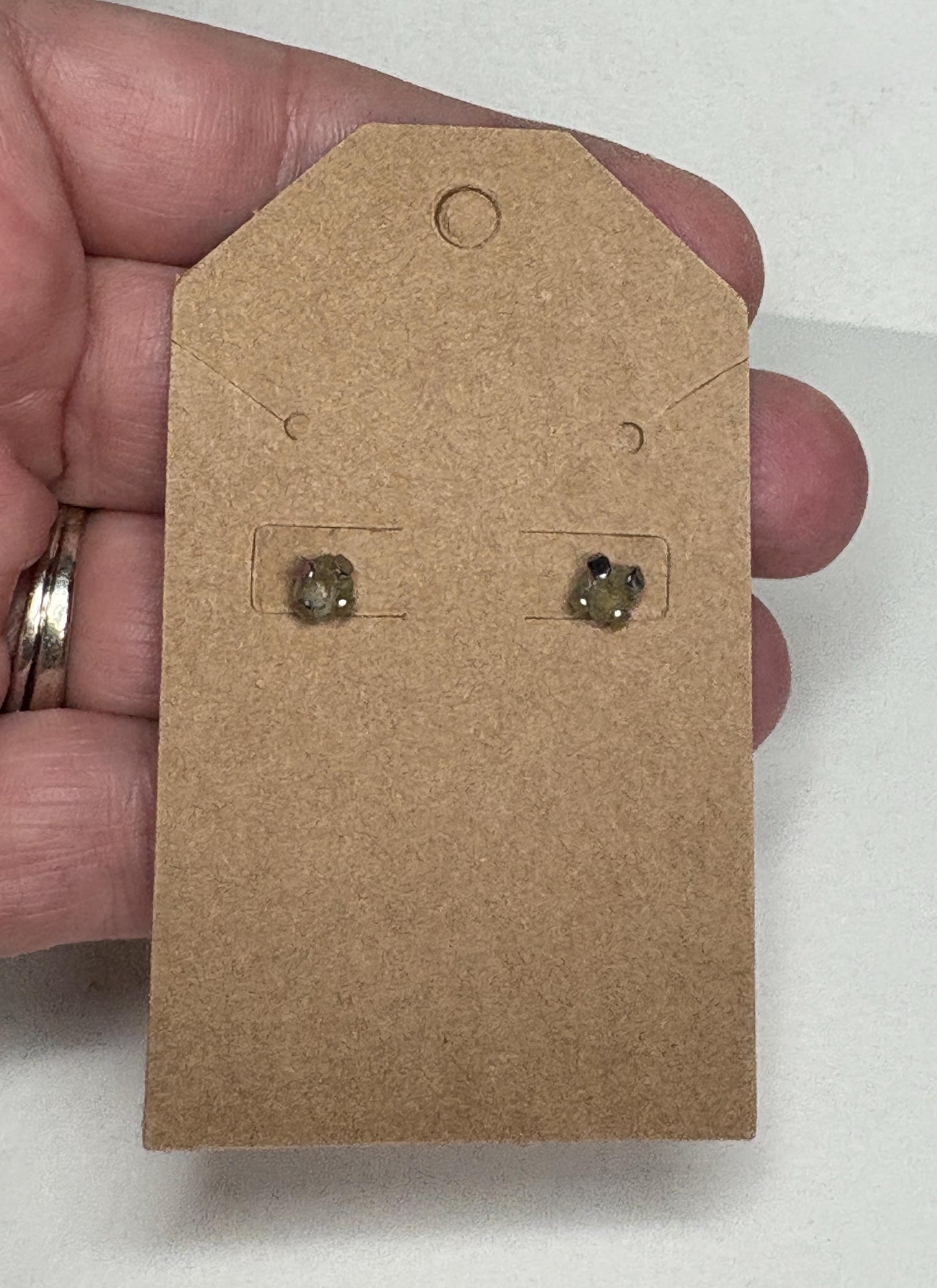 Yellow Natural Rough Matched MONTANA Sapphire Untreated Stud Earrings in Stainless steel