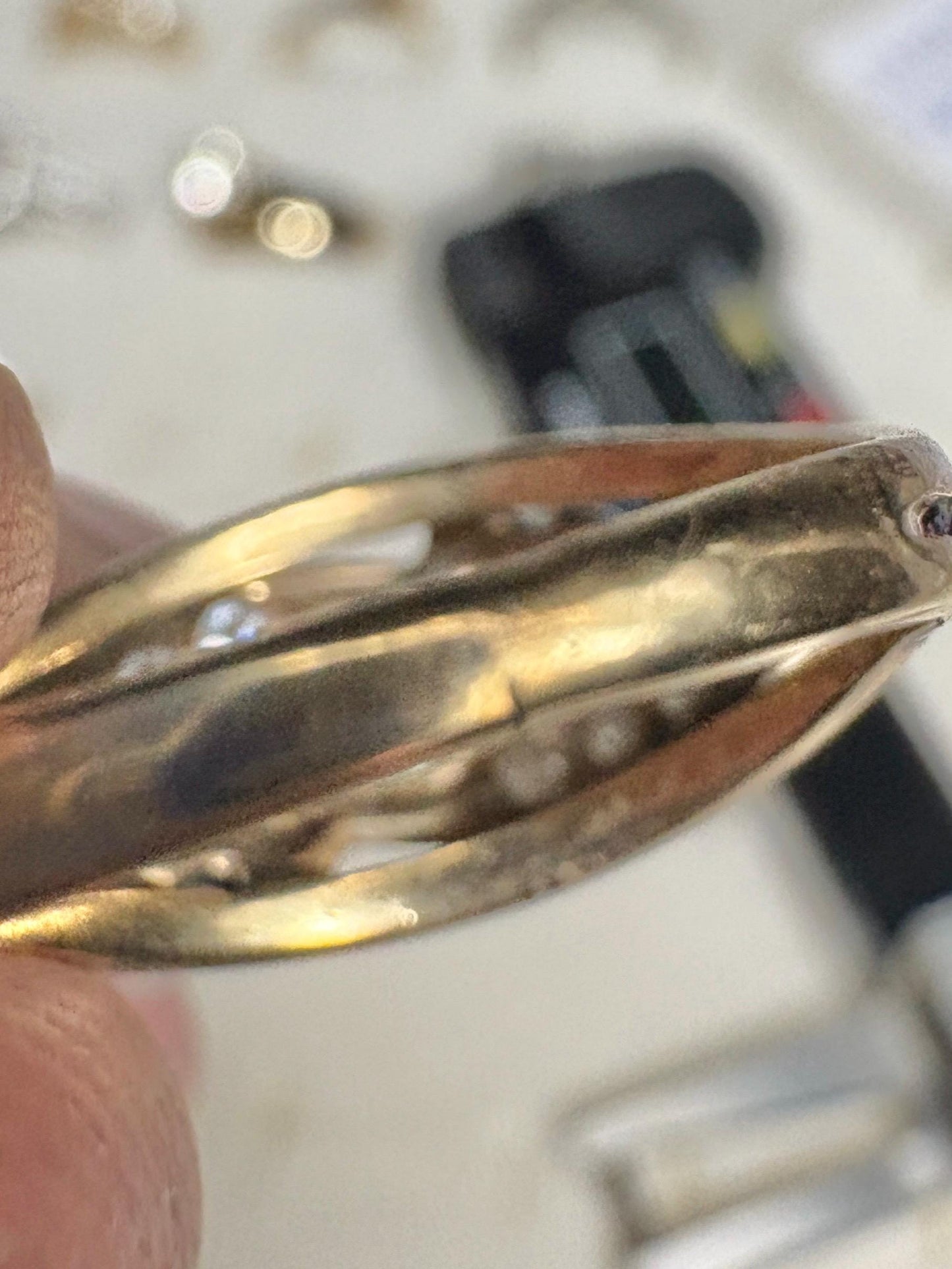 Mid Century two tone 14k gold engagement ring with diamonds.