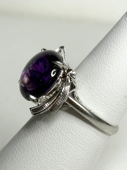 Art Deco amethyst ring in rhodium over sterling silver.