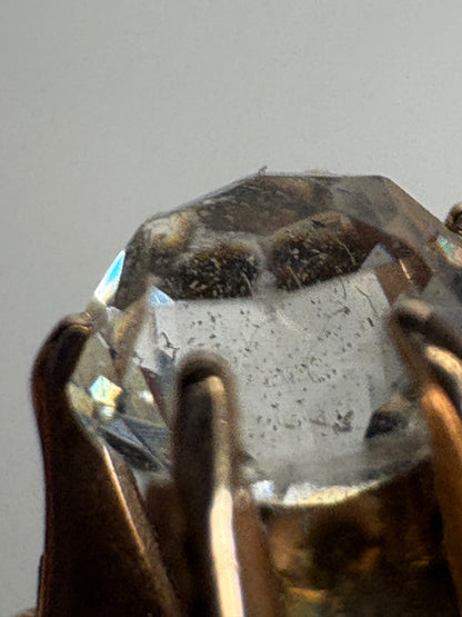 Antique 14k gold brooch with enamel and hand-cut paste gem.