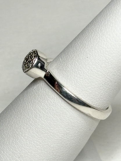 Monica Vinader sterling silver ring with pave diamonds.