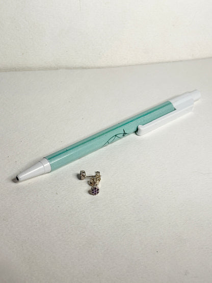 Violet purple pave Pandora stud earrings in sterling silver.