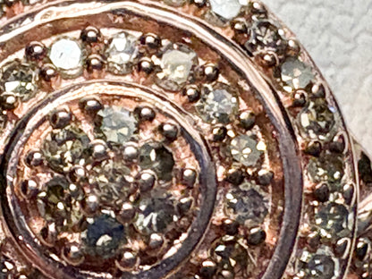 Rose gold over sterling silver ring with pave set champagne and brown diamonds.