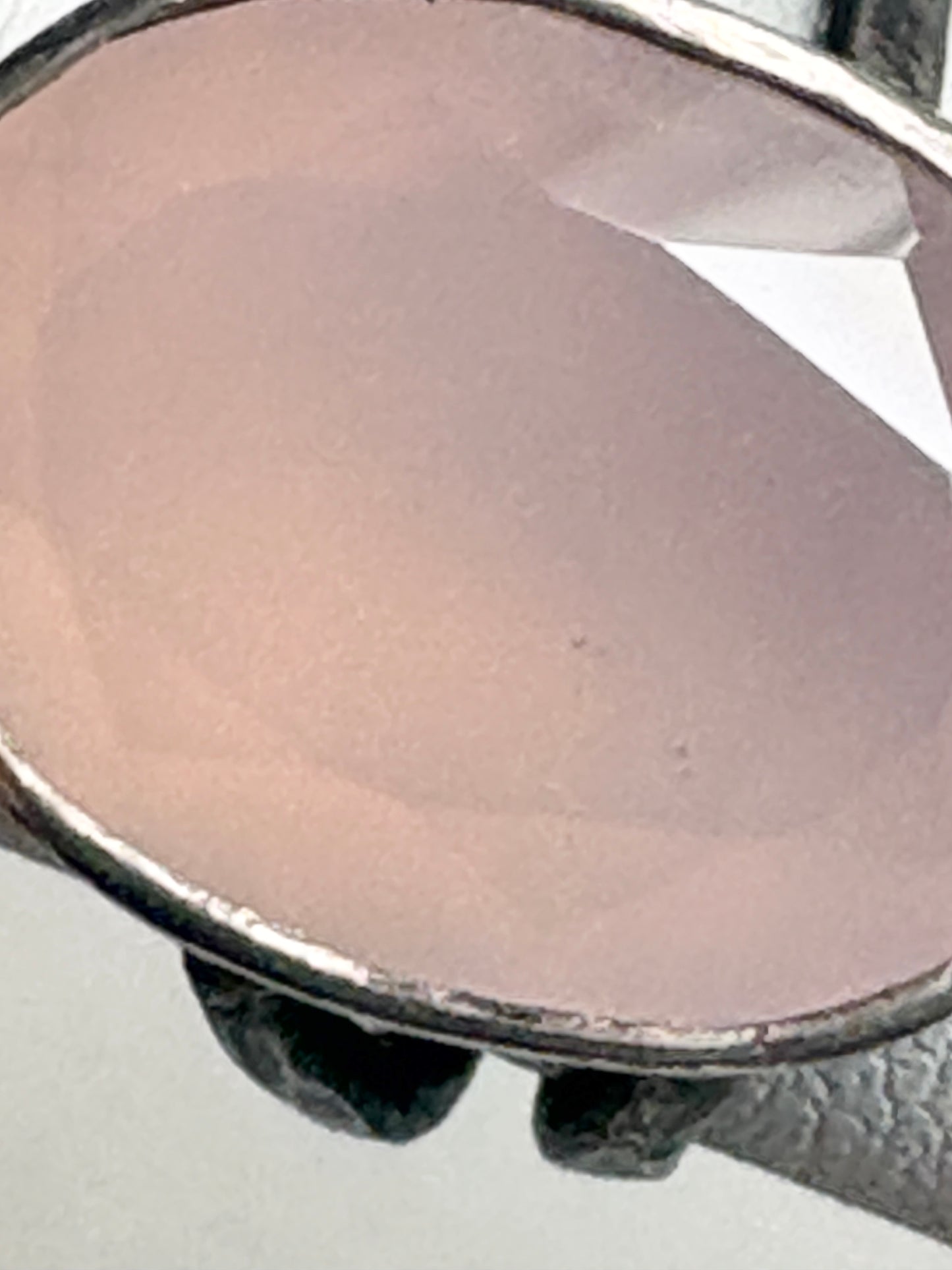 Custom Rose Quartz Ring in Oxidized Sterling Silver Bezel size 5.75