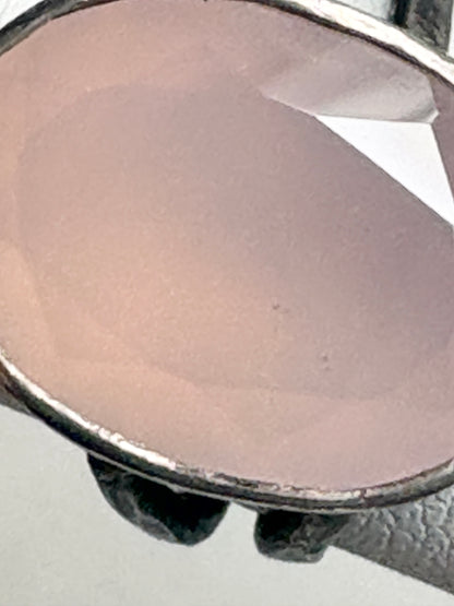 Custom Rose Quartz Ring in Oxidized Sterling Silver Bezel size 5.75
