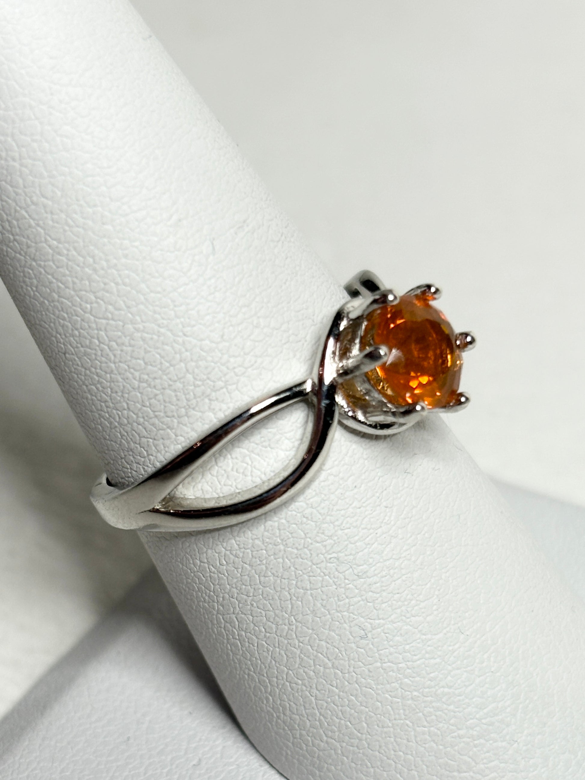 Sterling silver ring with a round Oregon fire opal.
