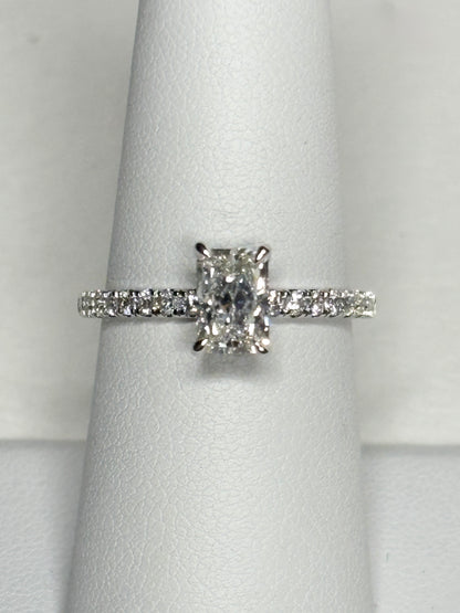 Lab-grown fancy cut diamond engagement ring in 14k white gold.