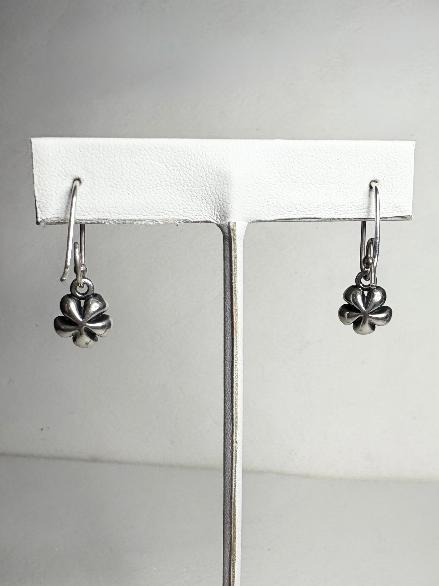 Sterling silver Pandora cherry blossom dangle drop earrings.