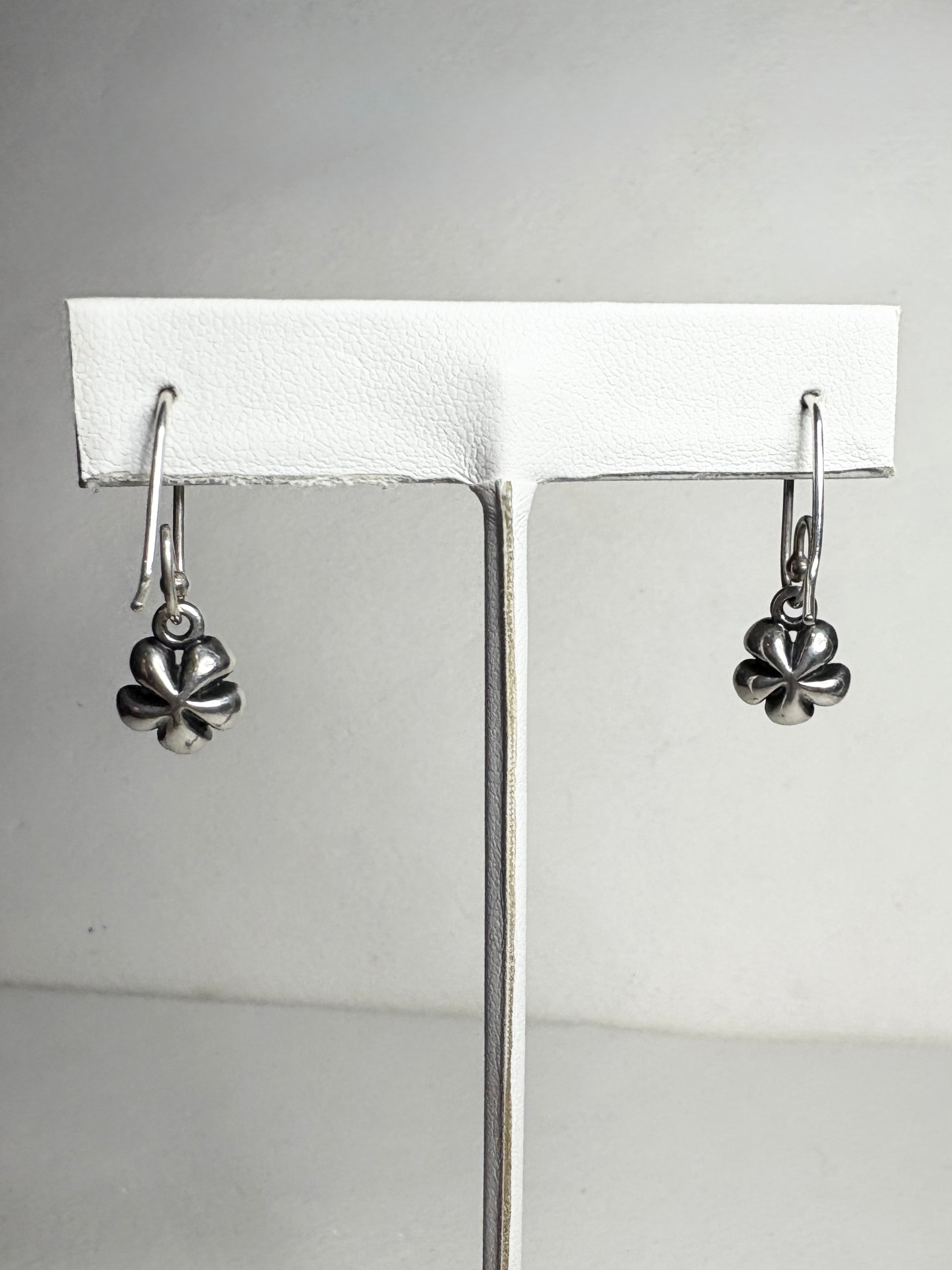 Sterling silver Pandora cherry blossom dangle drop earrings.