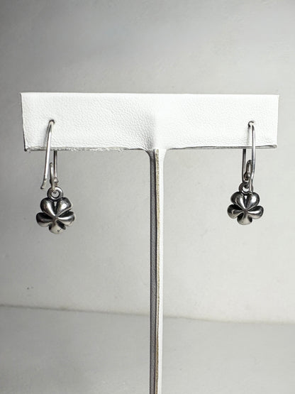 Sterling silver Pandora cherry blossom dangle drop earrings.