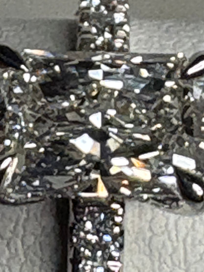 A lab-grown fancy cut diamond engagement ring in 14k white gold.