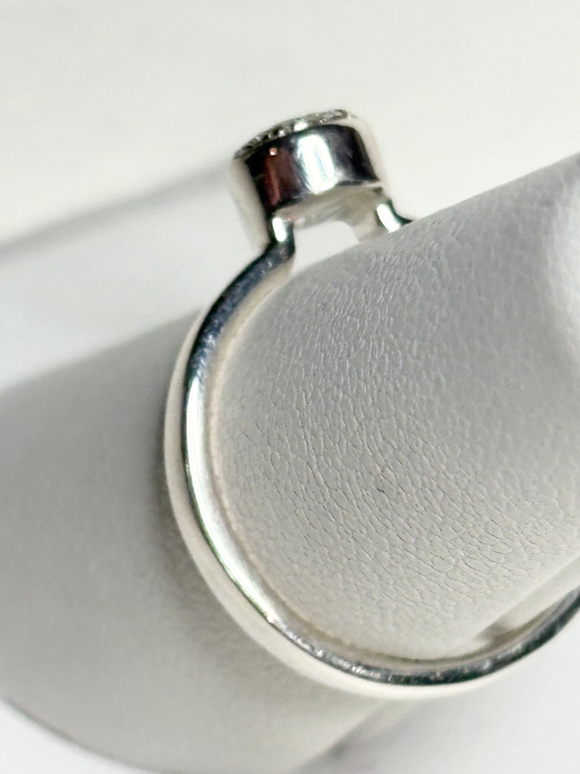 Monica Vinader sterling silver ring with pave diamonds.