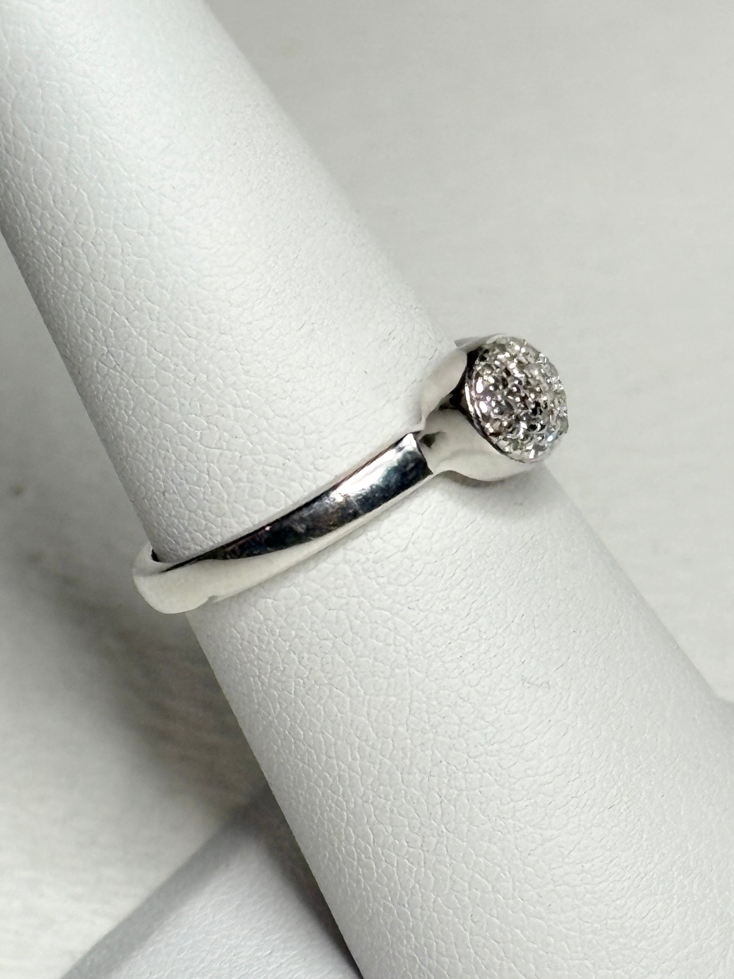 Monica Vinader sterling silver ring with pave diamonds.