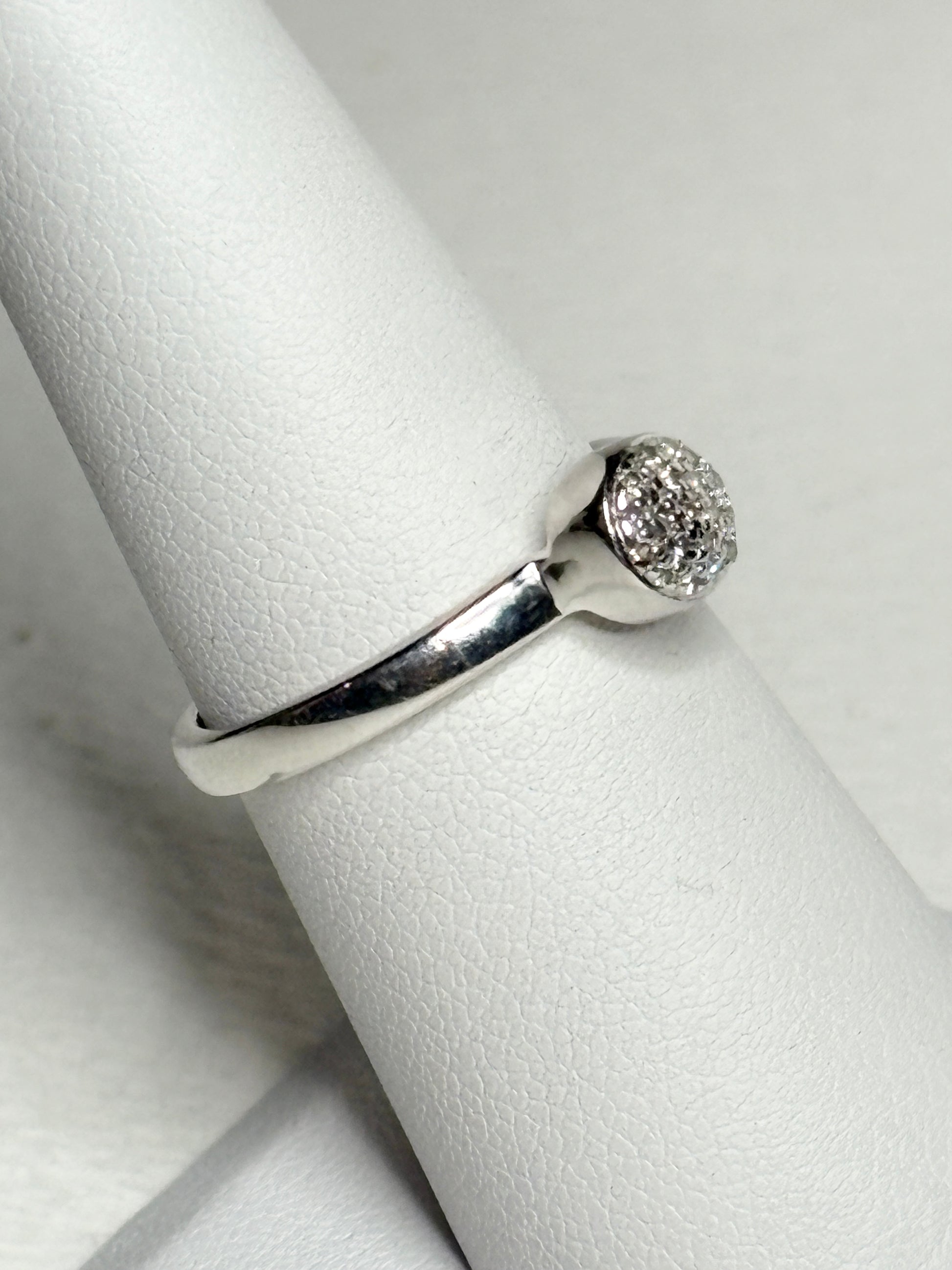 Monica Vinader sterling silver ring with pave diamonds.