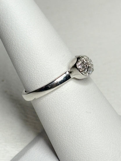 Monica Vinader sterling silver ring with pave diamonds.