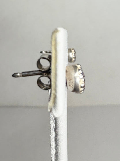 Violet purple pave Pandora stud earrings in sterling silver.