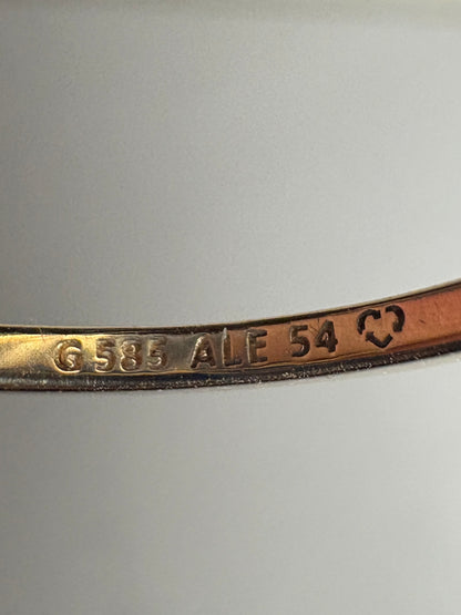 Pandora 14k gold ring with 585 stamp and ALE 54 marking.