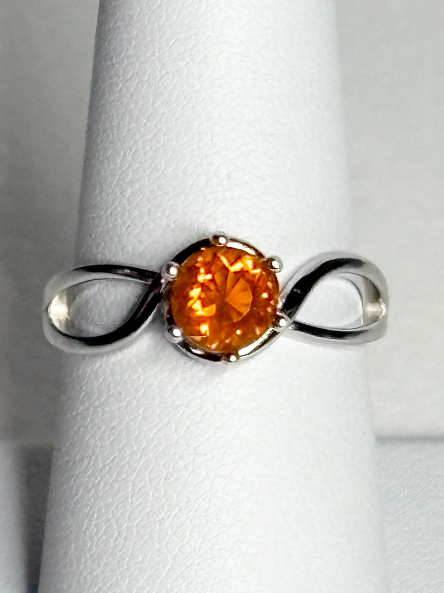 Sterling silver ring with a round Oregon fire opal.