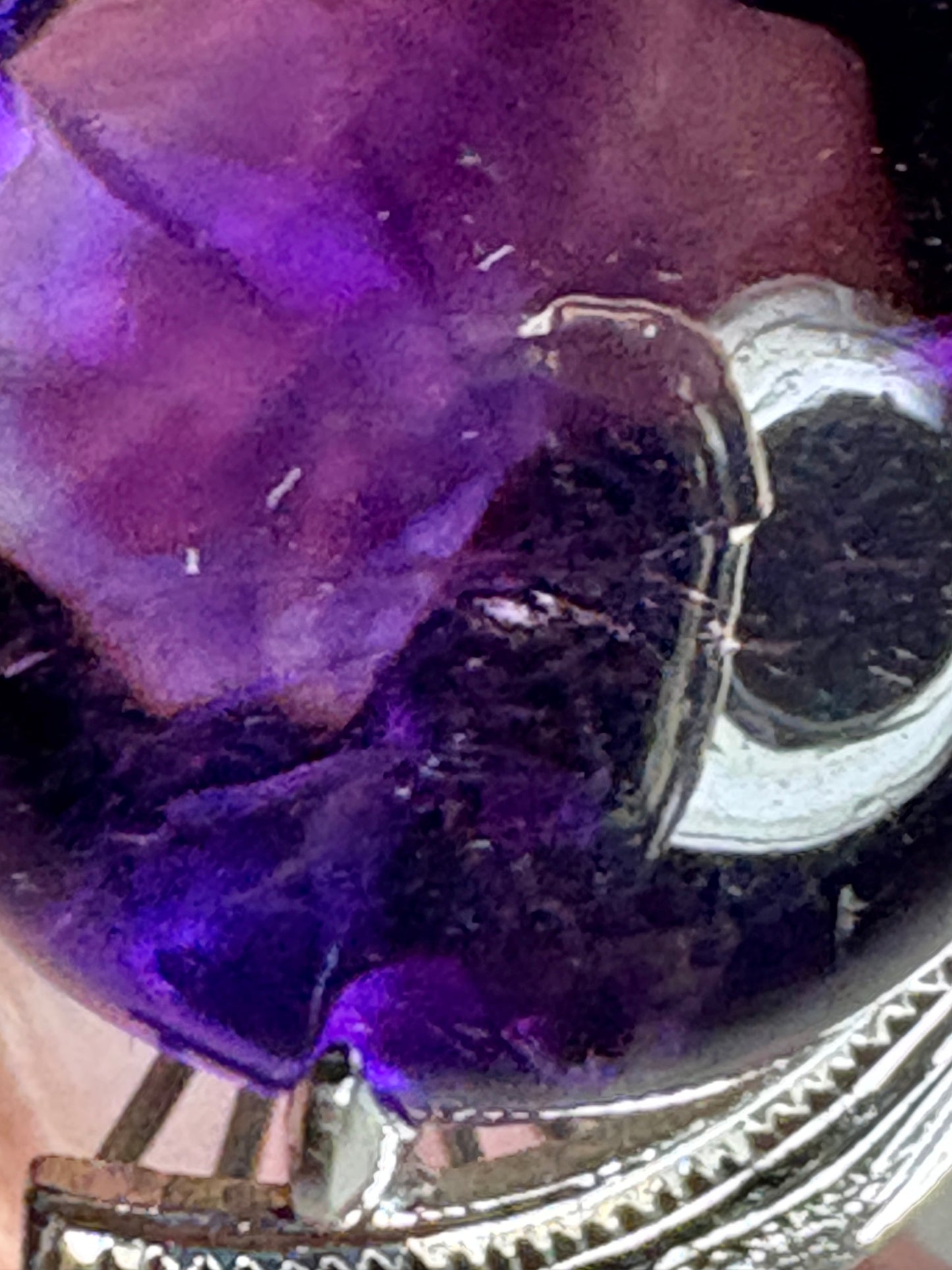 Art Deco amethyst ring in rhodium over sterling silver.