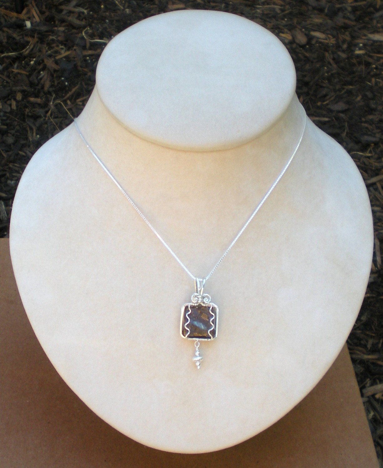 Koroit Boudler Opal Sterling silver wire wrapped pendant