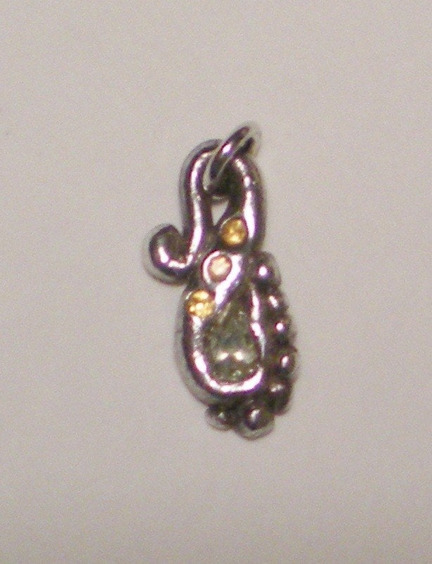 Chrysoberyl and Sapphire fine silver funky rustic ooak swirl pendant