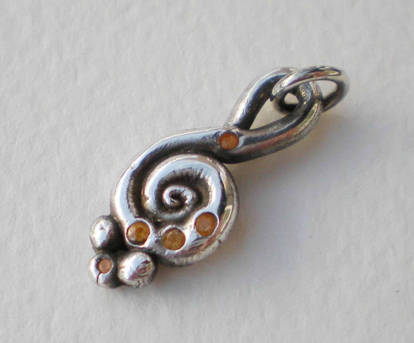 Golden Sapphire fine silver rustic swirl pendant OOAK
