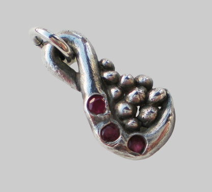 Fine solid silver natural Ruby swirl and pebble pendant