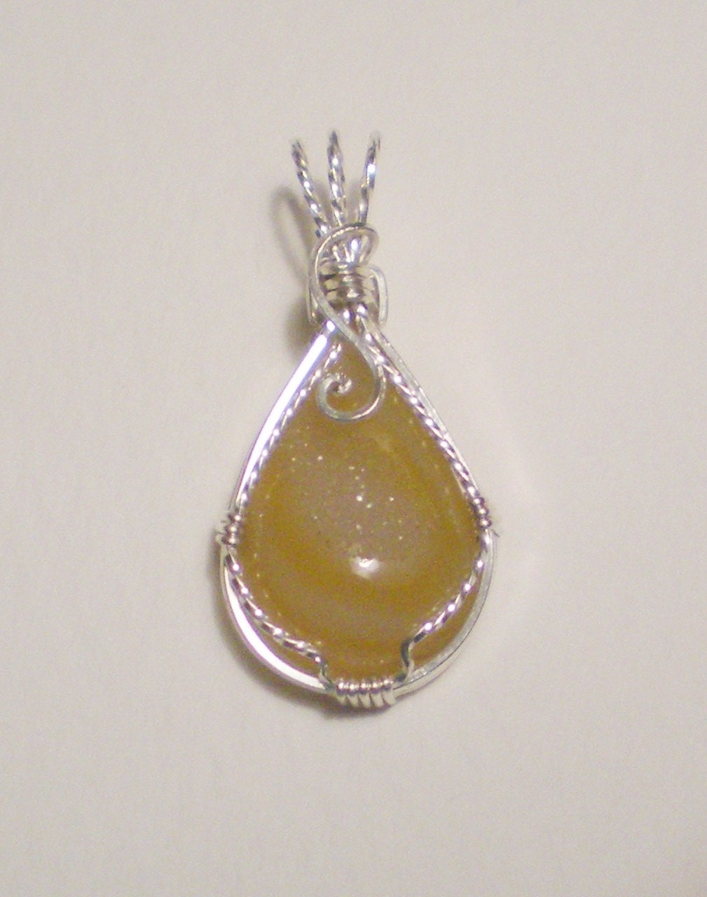 Druzy Agage sterling silver wire wrapped pendant