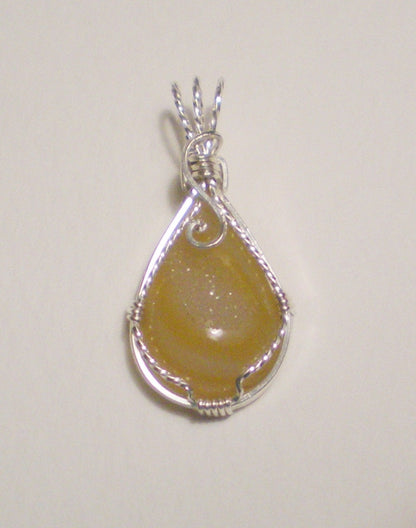 Druzy Agage sterling silver wire wrapped pendant