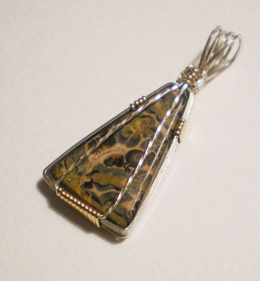 Sterling silver and 14kgf wrapped Jasper pendant