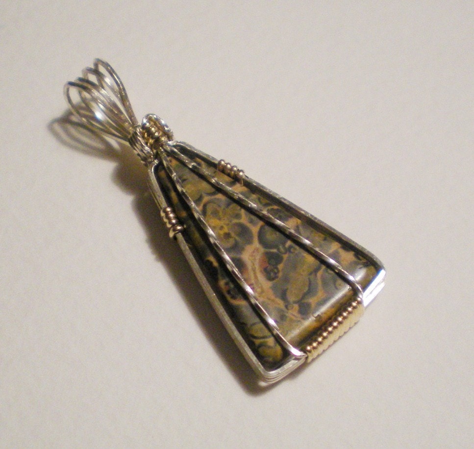 Sterling silver and 14kgf wrapped Jasper pendant