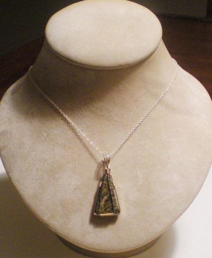 Sterling silver and 14kgf wrapped Jasper pendant