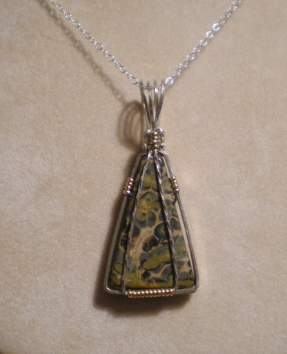 Sterling silver and 14kgf wrapped Jasper pendant