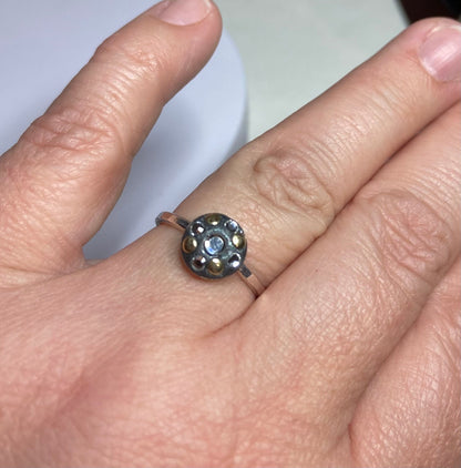 Sterling silver Swarovski and gold embellished stacking band rings in choice of color pink teal or clear