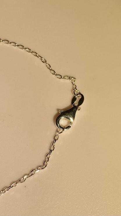 Sterling silver necklace with a lobster claw clasp.