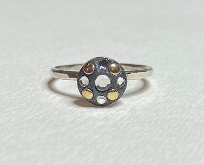 Sterling silver Swarovski and gold embellished stacking band rings in choice of color pink teal or clear