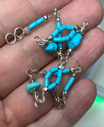 Sterling silver bracelet with Sleeping Beauty turquoise and silver beads.