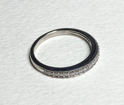 14k white gold diamond pave milgrain band ring size 8.5