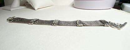 Lois Hill wide woven toggle sterling silver bracelet