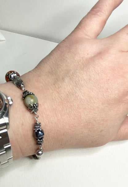 Multi gem beaded bracelet semi precious