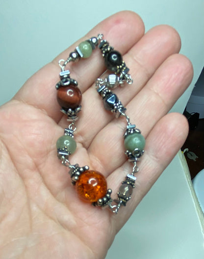 Multi gem beaded bracelet semi precious
