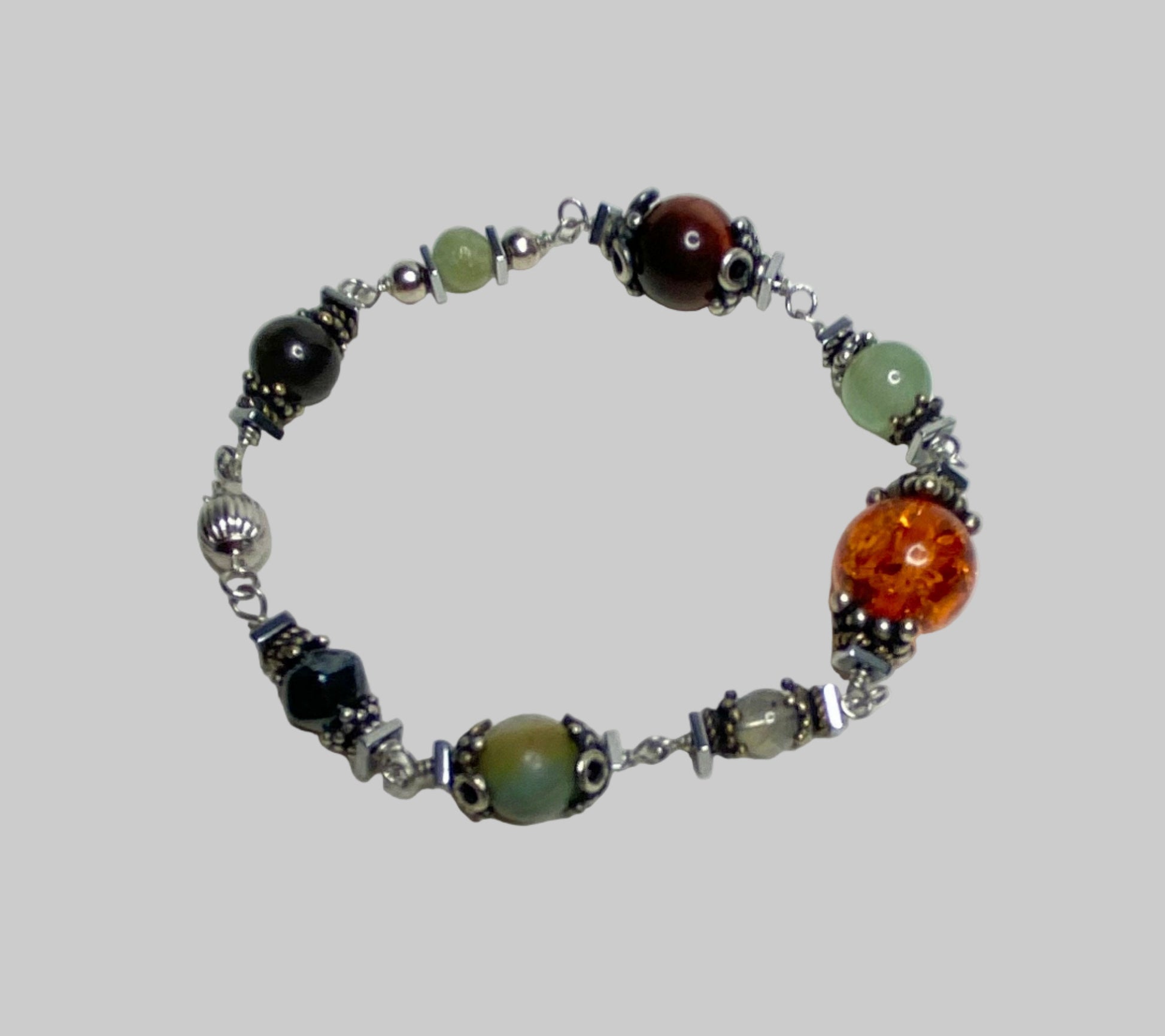 Multi gem beaded bracelet semi precious