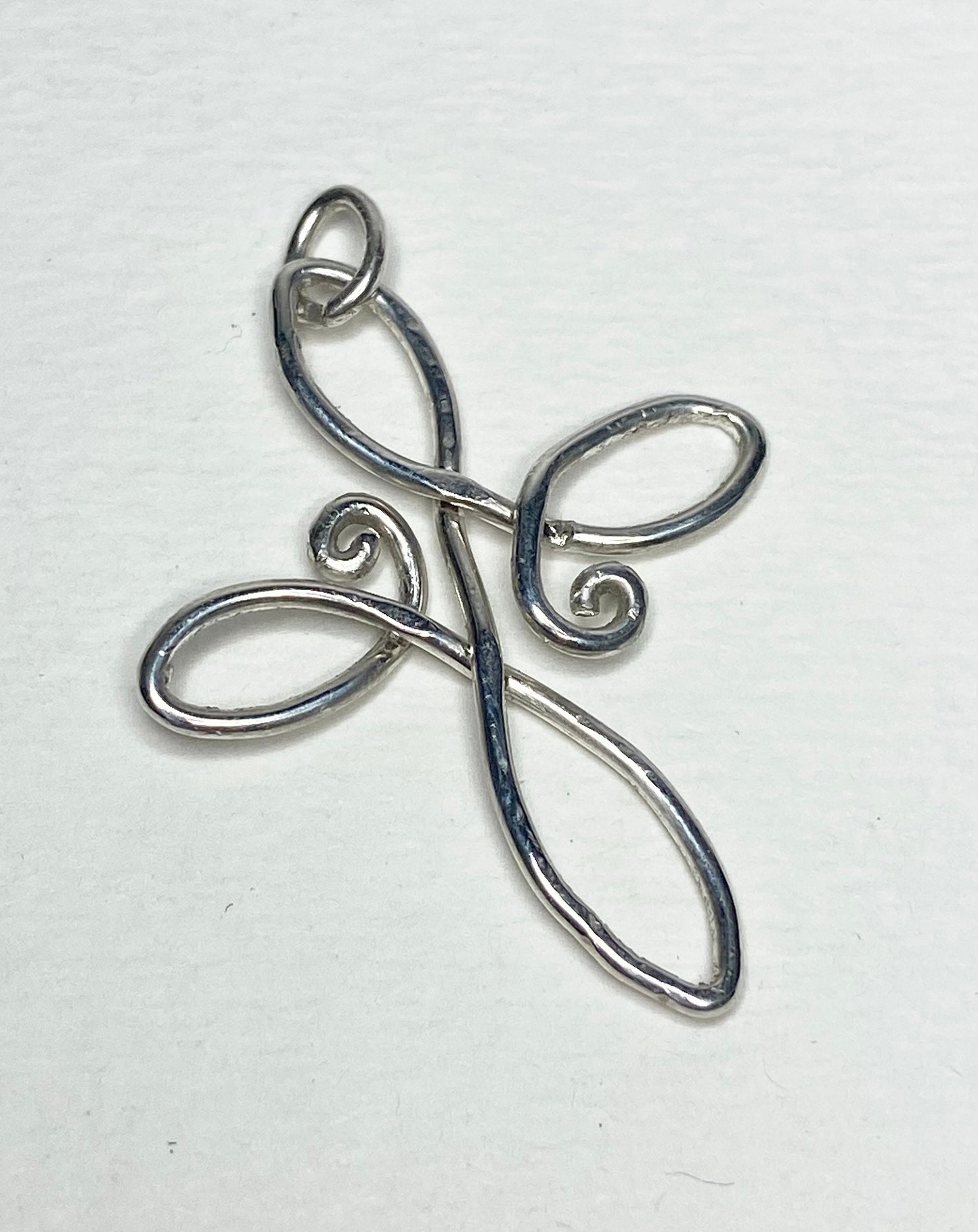 Infinity style CROSS pendant hand forged in sterling silver from my original art