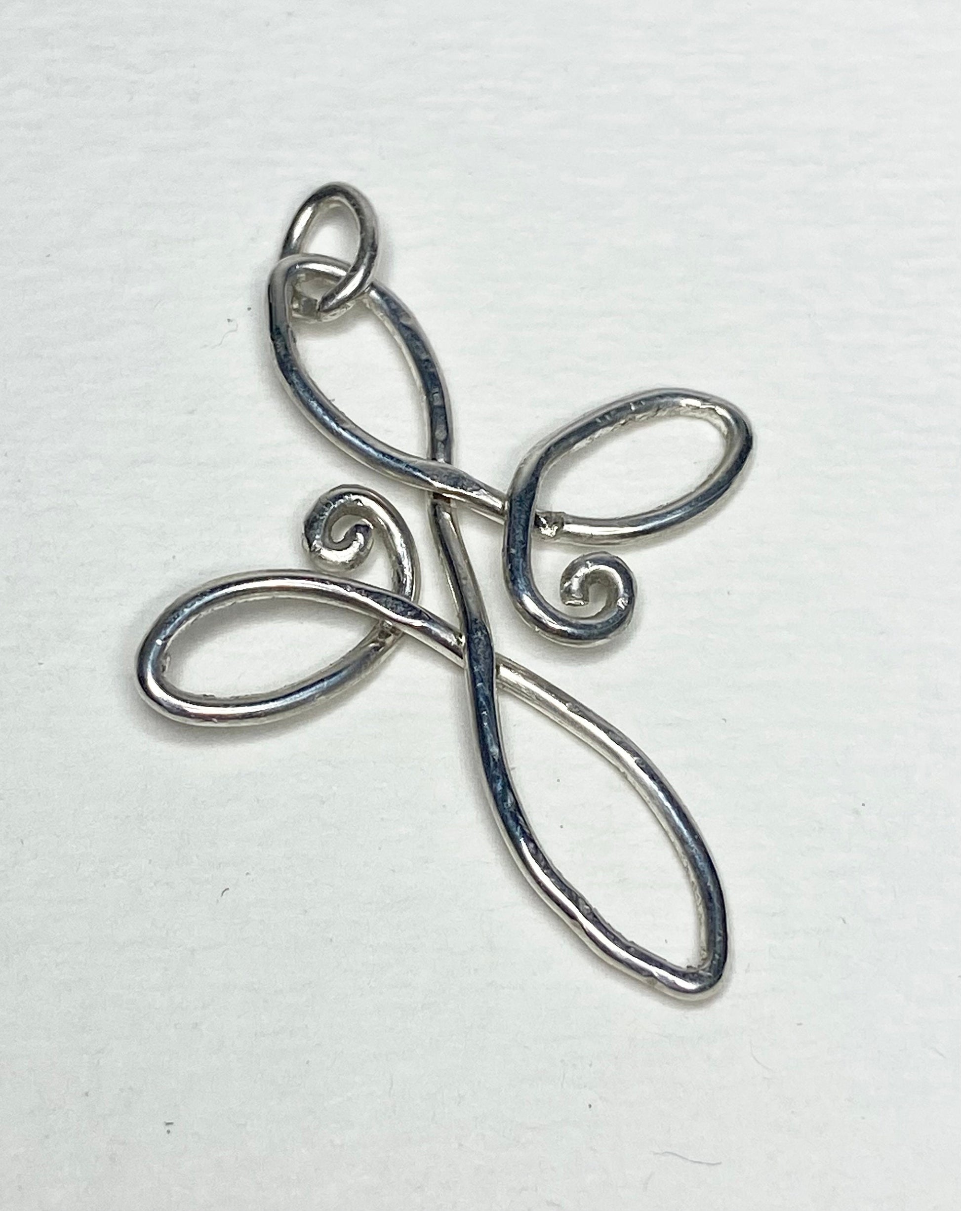 Infinity style CROSS pendant hand forged in sterling silver from my original art