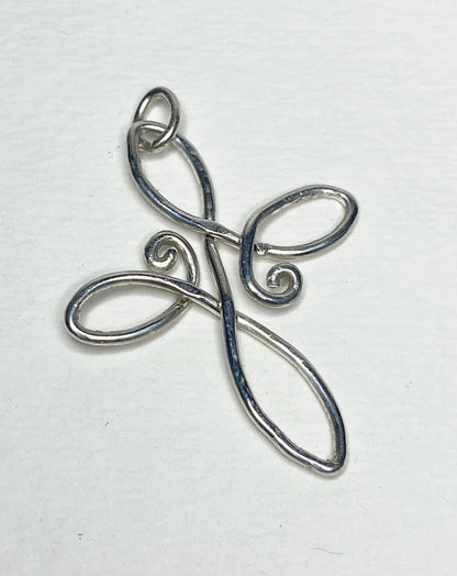 Infinity style CROSS pendant hand forged in sterling silver from my original art