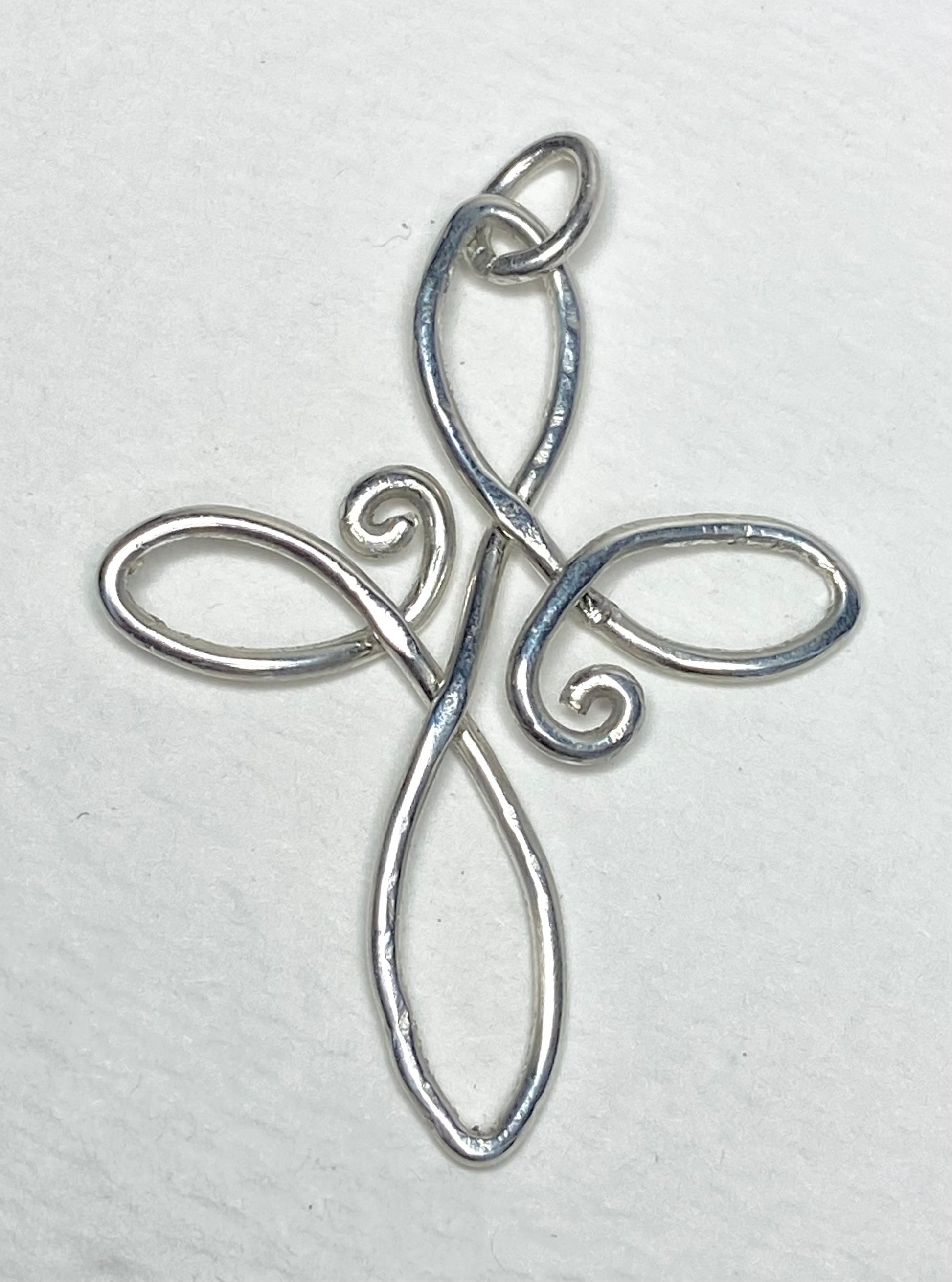 Infinity style CROSS pendant hand forged in sterling silver from my original art
