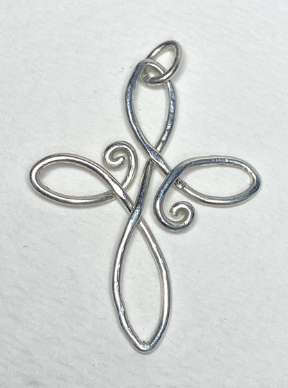 Infinity style CROSS pendant hand forged in sterling silver from my original art